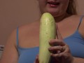 Mature BBW Housewife Milf Hot Zucchini Masturbation in Kitchen