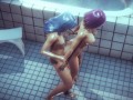 POV Lesbian Korean Girls Strapless Dildo Fuck Form Behind at BathRoom