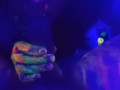 Hot tinder slut glow in the dark body paint blacklight cock suck