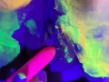 Hot tinder college amatuer slut shares vibrator with glowpaint and blacklight