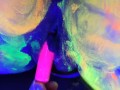 Hot tinder college amatuer slut shares vibrator with glowpaint and blacklight