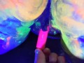 Hot tinder college amatuer slut shares vibrator with glowpaint and blacklight