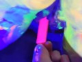 Hot tinder college amatuer slut shares vibrator with glowpaint and blacklight