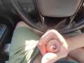 Edging slow handjob in public car cumshot 