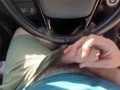 Edging slow handjob in public car cumshot 