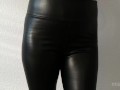 Mistress shows her tight legs and beautiful ass in black leather pants