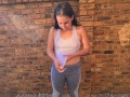 Getting my clothes soaked in piss by a petite slut | self jean piss | posing and undressing