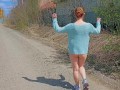 I walk bottomless in the industrial area