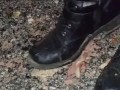 Hotdog stomping with boots