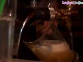 Strapon dommes fuck sissy subject in the bar