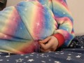 Cutie Masturbates To Orgasm And Squirt In Unicorn Kigurumi
