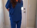 Nurse wetting her scrubs