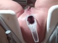 Crasy anal play on the chair with lemons,big beads,dildos and fingers, speculum