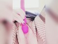 Vibing and teasing clit in ripped fishnets