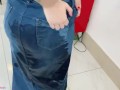 geting soaked in long jeans skirt - wetting denim fetish