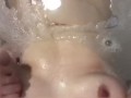 Babe in bath -Teasing my nipples and soaking pussy in the bath -Want to suck my big tits? - No Sound
