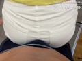 Slutty housewife dry humped his cock with her big ass in white shorts