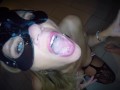 Dutch blonde milf wants cum on her face and she gets it all over her face