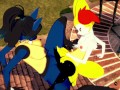 Pokemon Yuri Hentai - Braixen and lucario make scissors