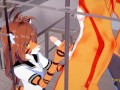 Furry Hentai - Tigress jerks off and gets fucked by a fox who cums on her face and puss