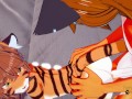 Furry Hentai - Tigress jerks off and gets fucked by a fox who cums on her face and puss