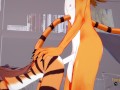 Furry Hentai - Tigress jerks off and gets fucked by a fox who cums on her face and puss