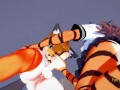 Furry Hentai - Tigress jerks off and gets fucked by a fox who cums on her face and puss