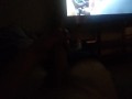 Whiching a movie and playing with long cock teasing  myself until i get hard  and showoff size dark