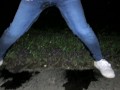 Completely soaked jeans after six hour desperation on public !!! It was so wet and warm
