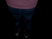 Completely soaked jeans after six hour desperation on public !!! It was so wet and warm