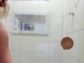Taking a very hot and naughty shower, fucking my ass with a perfect view of my big ass