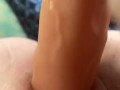 Dildo stretching my tight pussy 