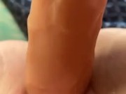 Dildo stretching my tight pussy 