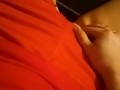 Little ticking in skimpy red shorts 
