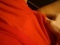 Little ticking in skimpy red shorts 