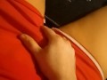Little ticking in skimpy red shorts 