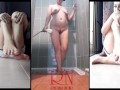 Bella signora nella doccia. Sapone e lozione per il corpo. Doccia, Scene di doccia, Striptease, Bagn