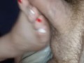 Patriotic Footjob with cum explosion