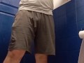 Posing and pissing in the gym loo