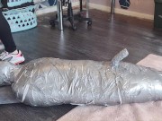 Hot Domme mumified client! - BDSM, Bondage, Duct tape, Fetish, Domme, Findom, Femdom