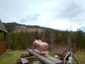 Naked girl in the mountains