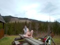 Naked girl in the mountains