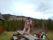 Naked girl in the mountains