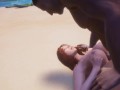Horsecock Big Natural Tits, Cum between Boobs on a nude beach in public [3D Hentai]