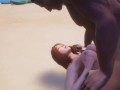 Horsecock Big Natural Tits, Cum between Boobs on a nude beach in public [3D Hentai]