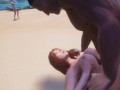 Horsecock Big Natural Tits, Cum between Boobs on a nude beach in public [3D Hentai]