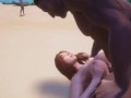 Horsecock Big Natural Tits, Cum between Boobs on a nude beach in public [3D Hentai]