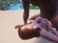 Horsecock Big Natural Tits, Cum between Boobs on a nude beach in public [3D Hentai]