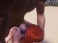 Horsecock Big Natural Tits, Cum between Boobs on a nude beach in public [3D Hentai]