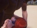 Horsecock Big Natural Tits, Cum between Boobs on a nude beach in public [3D Hentai]
